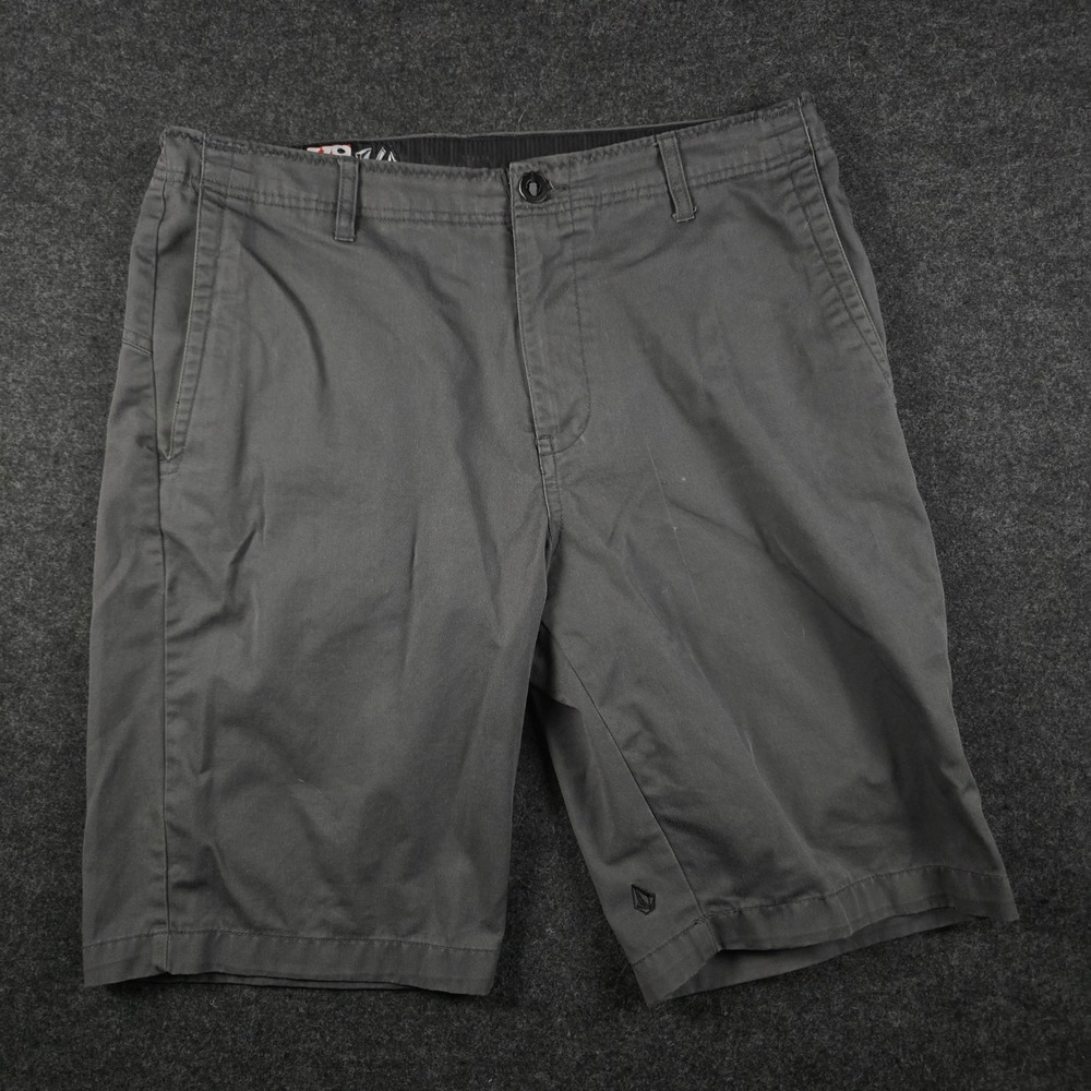 Vtg Y2K Volcom Men's Gray Volcom Chino Shorts Skateboard Grunge Summer Size 34